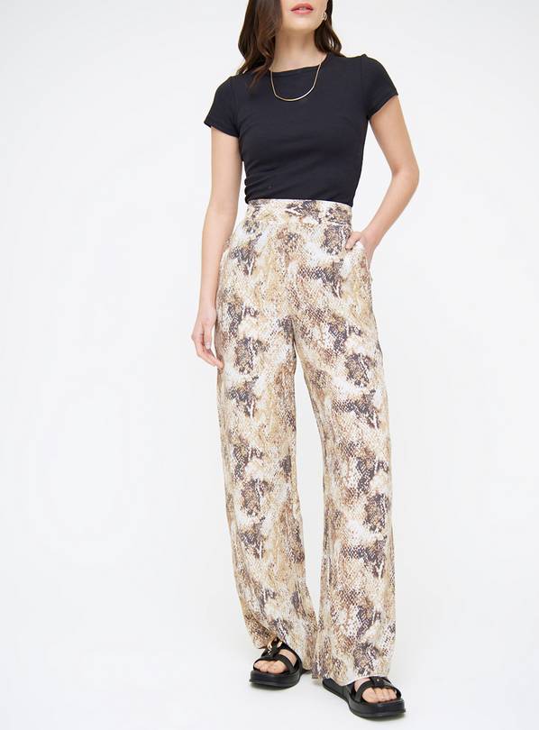 Buy Snake Print Wide Leg Trousers 18 | Trousers | Tu